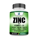 Suplementos Estandares Americanos Zinc 100mg, Vitamina C 1000mg y Vitamina D3 5000 UI (125mcg) Por Serving - Gluten Free, Non-GMO, 60 cápsulas, 30 Serviciones