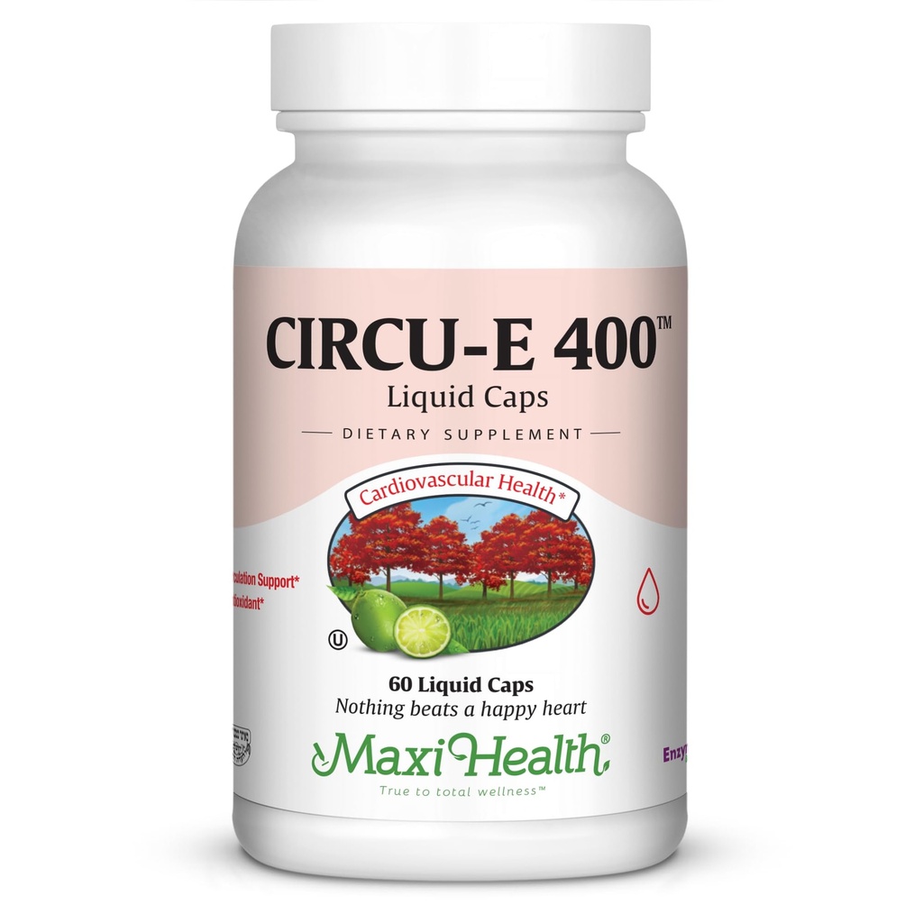 Maxi Health Circu-E 400 IU - Natural Vitamin E - Body's Defense System Support - 60 Capsules - Kosher