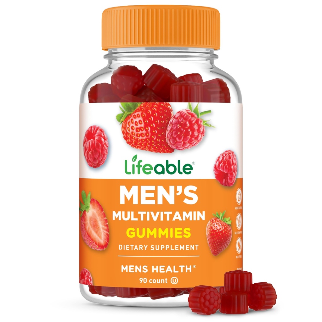 Multivitaminas para Hombres Gummies ANTE VIT A, C, D, E, B1, B2, Niacin, B5, B6, Folate, B12, Biotin, Iodine, Zinc, Chromium, Ginseng, Lycopene, Inositol ANTE Mens Multivitaminas Gummies TEN 90 Gummies