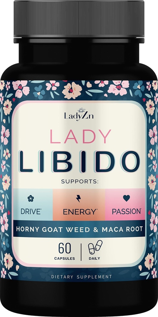 Lady Libido Suplemento para Mujeres Apoyo Mood, Drive & Energy, con Hornygoatweed &amp; Maca Root ← Mujer Libido Booster para Mujeres Silenciosas de equilibrio hormonal para aliviar la tensión " Reducir la sequedad - 60 cápsulas