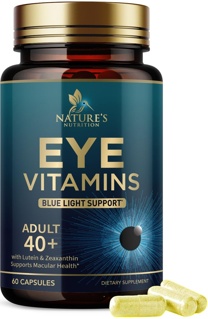 Suplemento de vitaminas del ojo - Advanced Eye Care Vitamin with Lutein, Zinc, Vitamins C, E, Zeaxanthin & Minerals - Vision Multivitamin for Macular Health " Dry Eyes, Vegan, Bottled in USA - 60 cápsulas
