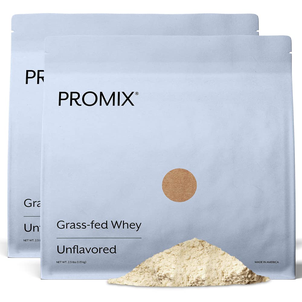 ProMix Nutrition Whey Protein Powder, Unflavored - Grass-Fed - Post Workout Fitness & Nutrition Shakes, Smoothies, Baking &amp; Cooking Recipes - Gluten-Free &amp; Keto-Friendly - 5 Pound (Pack of 2)