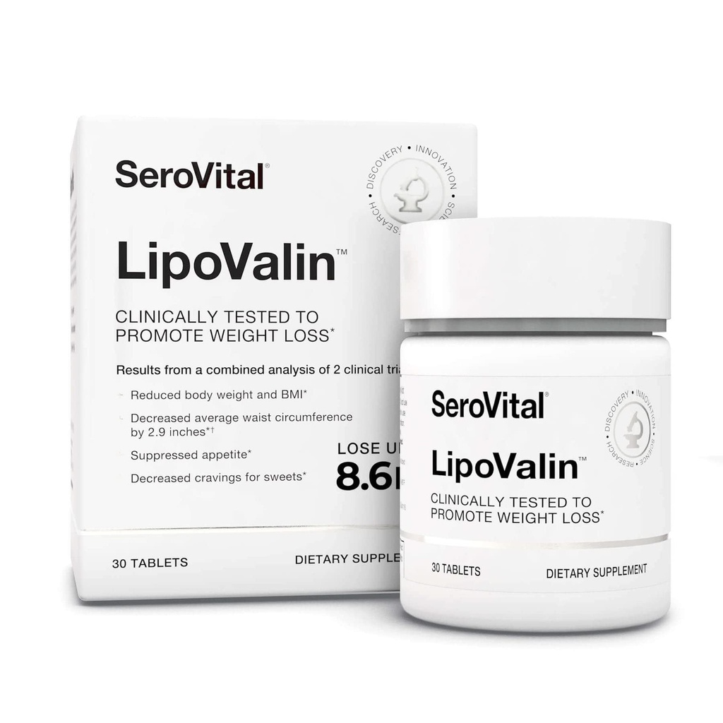 LipoValina Serovital Píldoras de pérdida de peso validadas clínicamente para las mujeres – Píldora de dieta, Supresor apetitivo, Suplemento de pérdida de peso libre de estimulantes - 30 Tabletas