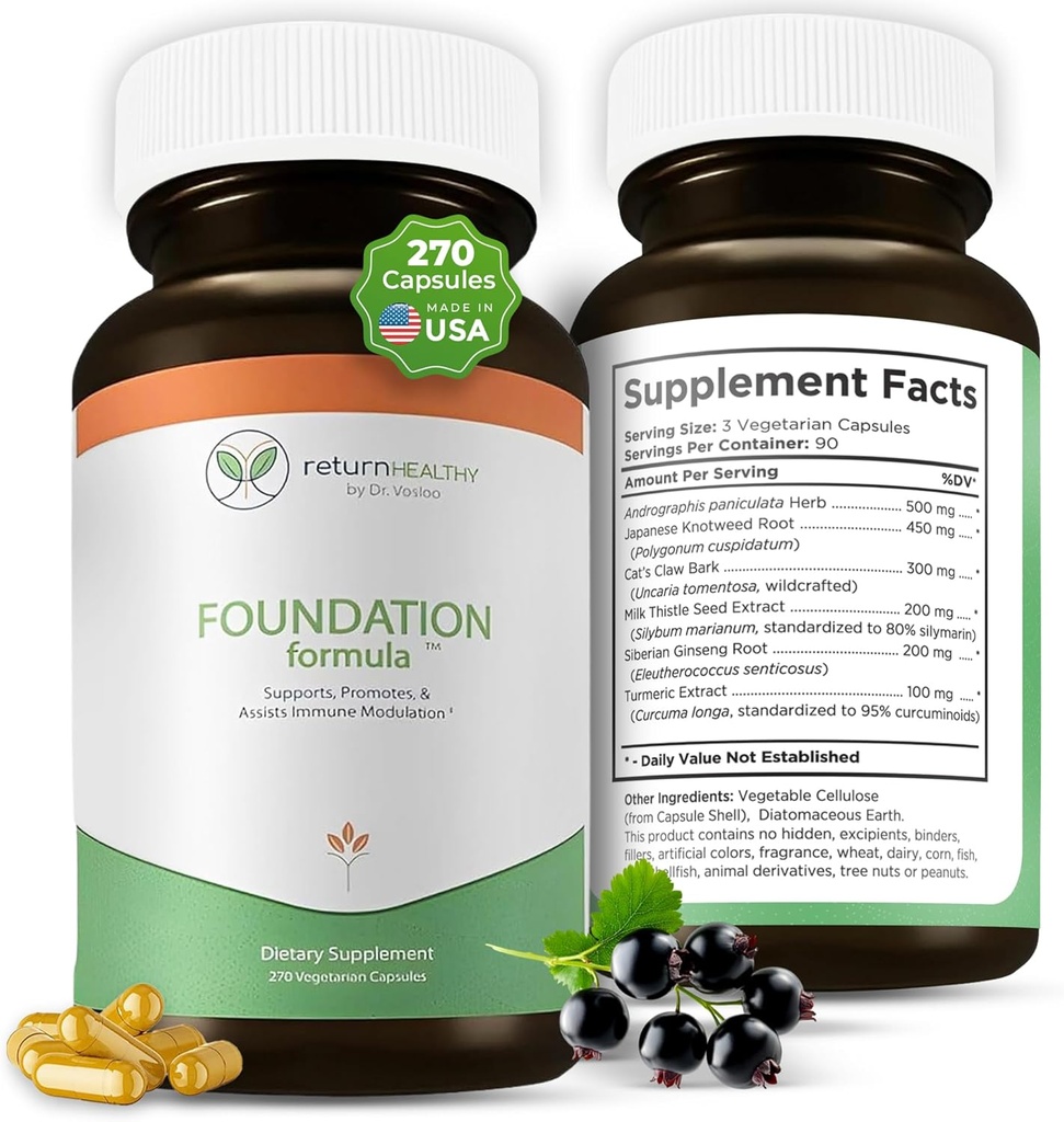 Fundación Fórmula ¦ Tick Immune Support Suplemento Silencio con Japonés Knotweed Root, Cat's Claw, Milk Thistle ← Resveratrol Suplemento Silencio No GMO, All-Natural & Vegetarian, 270 Capsules
