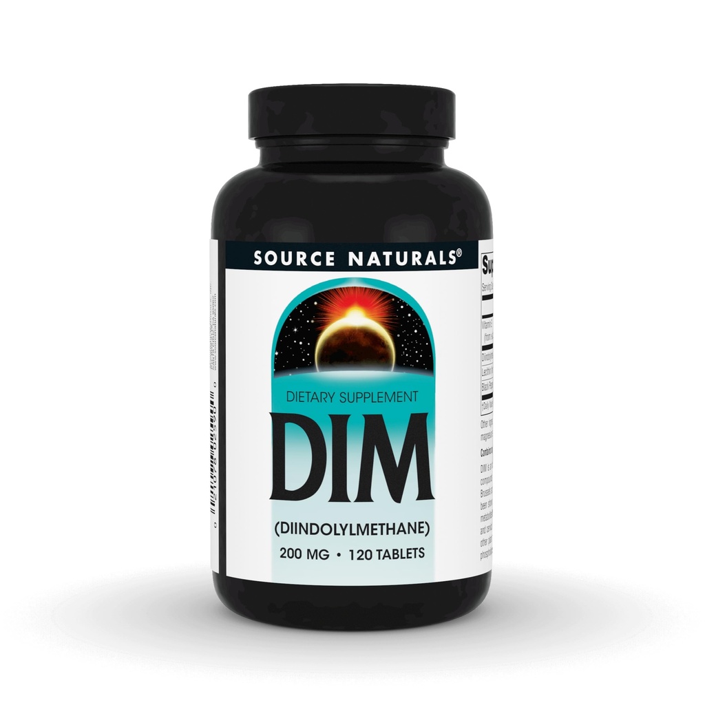Fuente Naturales DIM, Diindolylmetano 200 mg con BioPerina, Vitamina E &amp; Más - 120 Tabletas