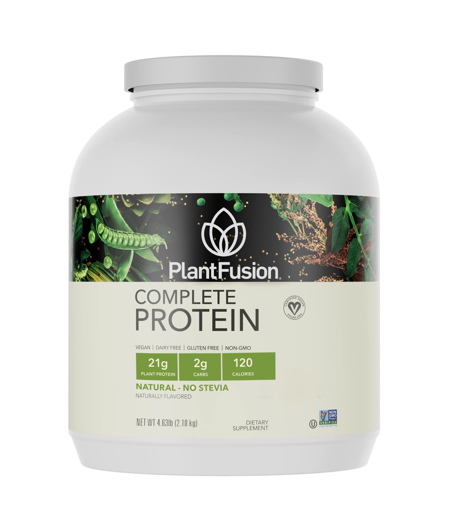 PlantFusion Complete Vegan Protein Powder - Planta Basada Proteína Polvo con BCAAs, Enzimas Digestivos y Pea Protein - Keto, Gluten Gratis, No-Dairy, No Sugar, No-GMO - Natural- No Stevia 5 lb Bulk