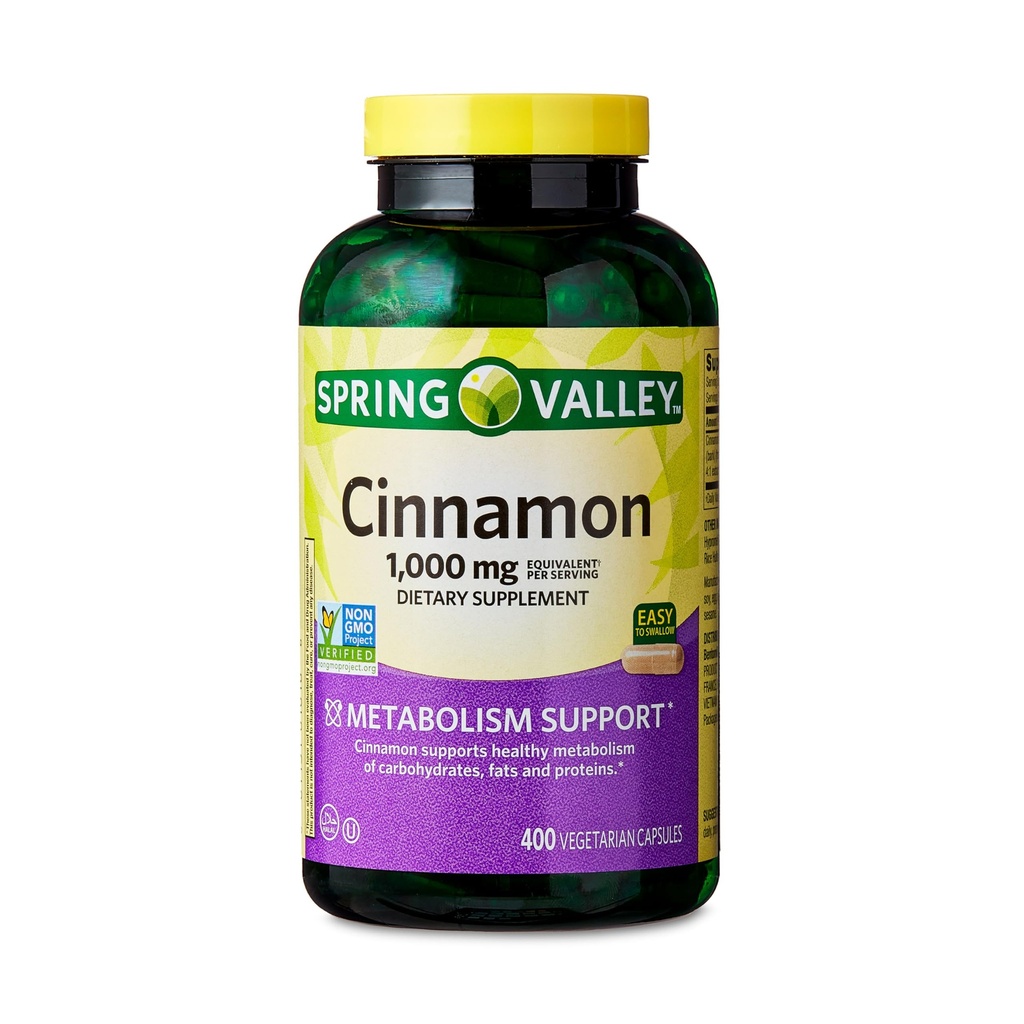 Suplemento dietético de canela de primavera, 1000 mg, 400 conde - Suplementos de canela, cápsulas de canela, canela