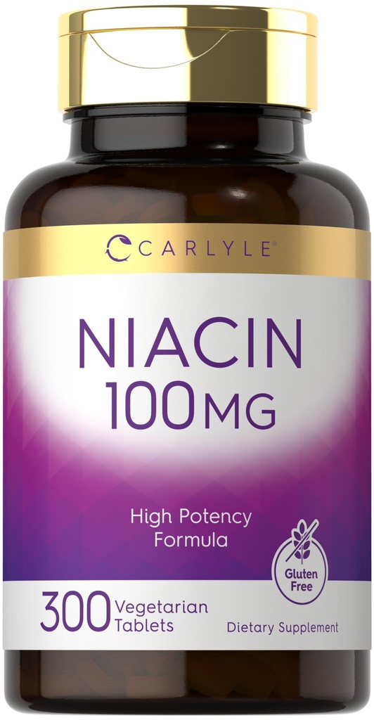 Carlyle Niacin 100mg ← 300 Tabletas Vegetarianas ← Non-GMO, Gluten Free ← High Potency Formula