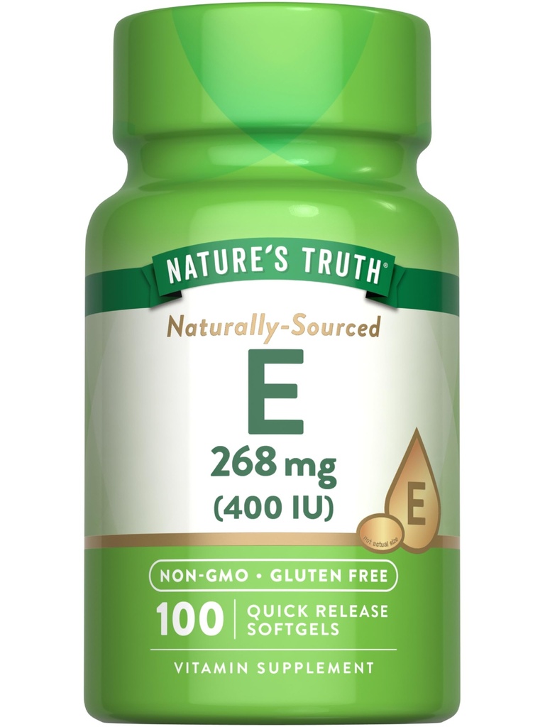 La verdad de la naturaleza Vitamina E 400 U Softgels Silencioso 268mg Silencioso 100 Cuenta ← No GMO &amp; Gluten Suplemento gratuito