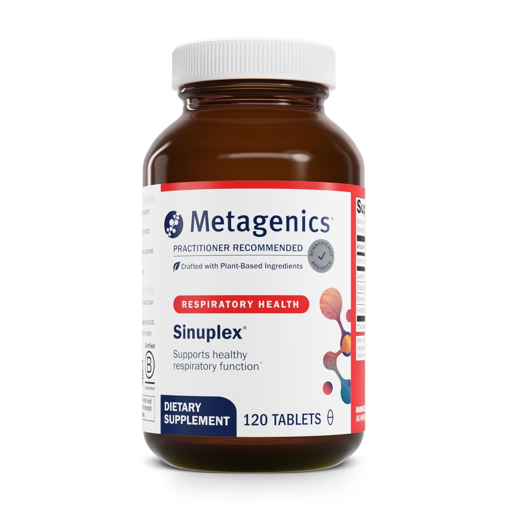 Metagenics Sinuplex - Soporte respiratorio saludable* - con vitamina C, Extracto de nettle Stinging, N-Acetylcysteine, Quercetina &amp; Más - Suplemento inmune con VIT C* - 120 Tablets