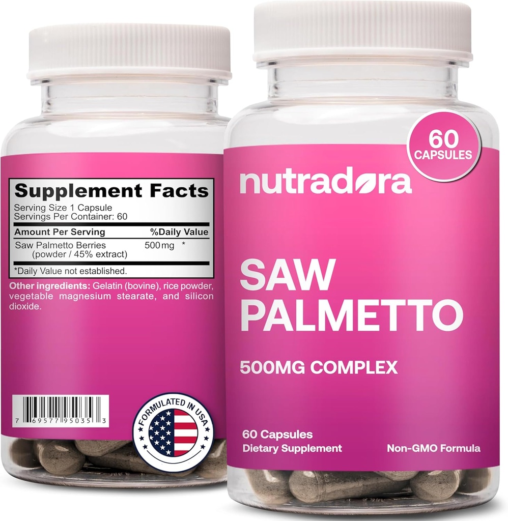 Saw Palmetto for Women - Natural DHT Blocker Hair Growth Pills Made with Organic Saw Palmetto Extract Berries Supports Hormonal Balance &amp; Urinary Health Pure Saw Palmetto for Women Hair Loss sometida 60 Pills