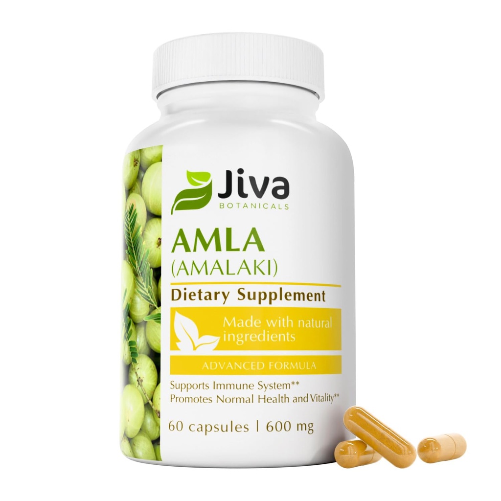Botánicos Jiva Amla Capsules (Amalaki) - 60 cápsulas Vegan - Amla Powder - Suplemento de Gooseberry Indio para la Vitalidad