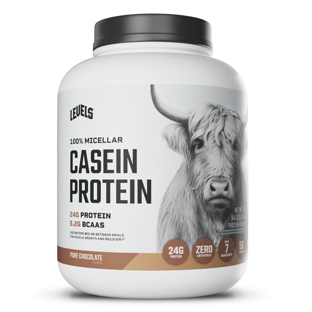 Niveles 100% Micellar Casein Protein, Hormona Gratis, Chocolate, 4LB