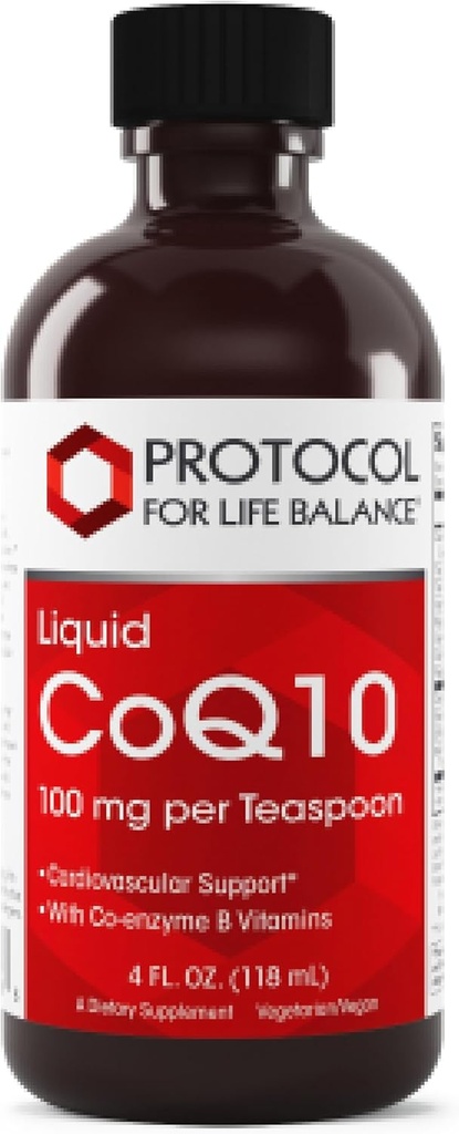 PROTOCOLO PARA LA VIDA BALANCE Líquido CoQ10 - para la salud cardíaca - Antioxidantes Suplemento nutricional - con vitamina B6 &amp; B12 - NAD & D-Ribose - Producción de energía - 4 fl oz