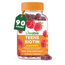 Adolescentes vitales Biotina 10000mcg Gummies ← Vitamina B7 ← Vegan Biotina Suplemento TEN Gran Tasting Biotina Gummies for Hair Growth, Healthy Skin and Nails ← Vitaminas Biotina para Adolescentes