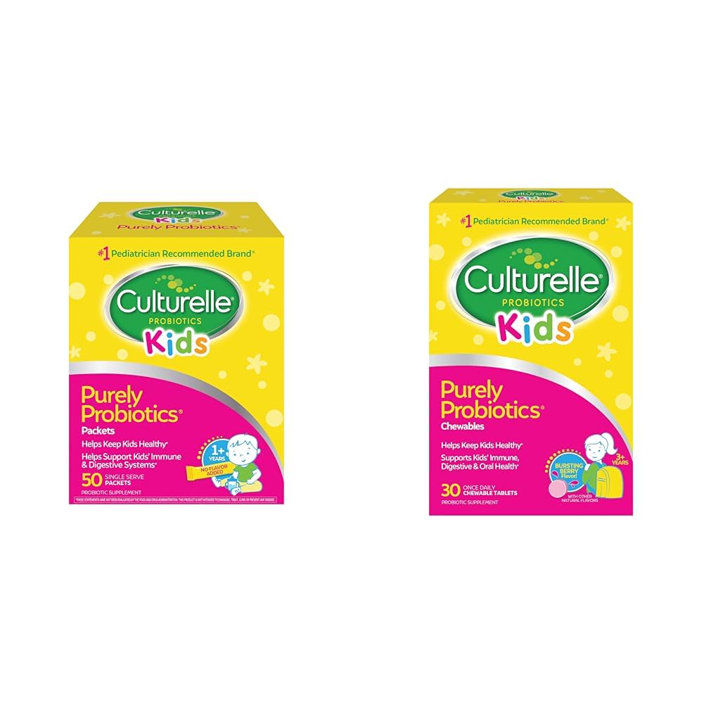 Culturalle Kids Purely Probiotics Packets Daily Supplement &amp; Kids Chewable Daily Probiotic for Kids