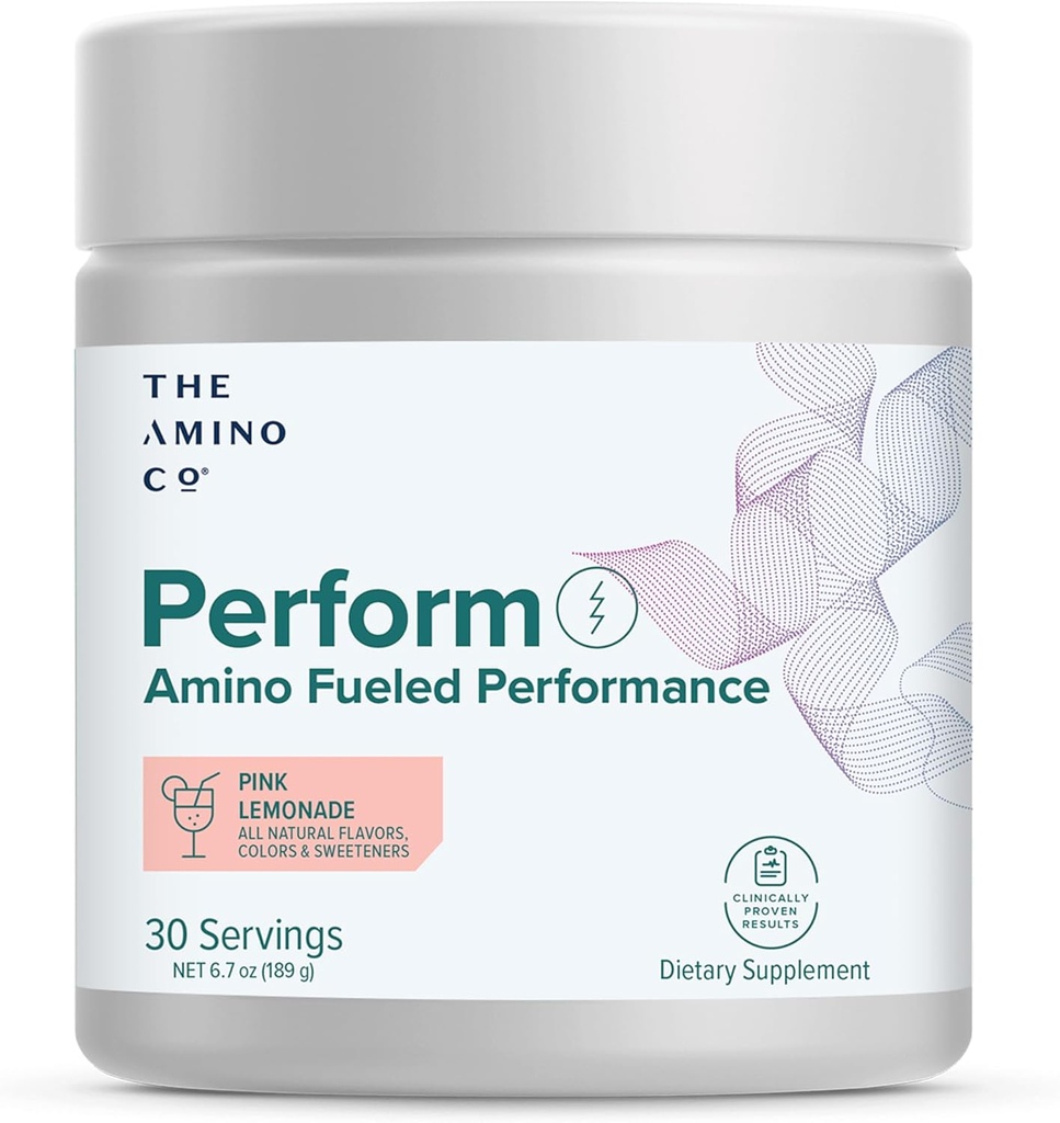 El Amino CO – Realizar la Polvo Pre-Workout con EAAs, Stevia-Sweetened Energy Support for Men &amp; Women – Pink Lemonade (6.7 oz)
