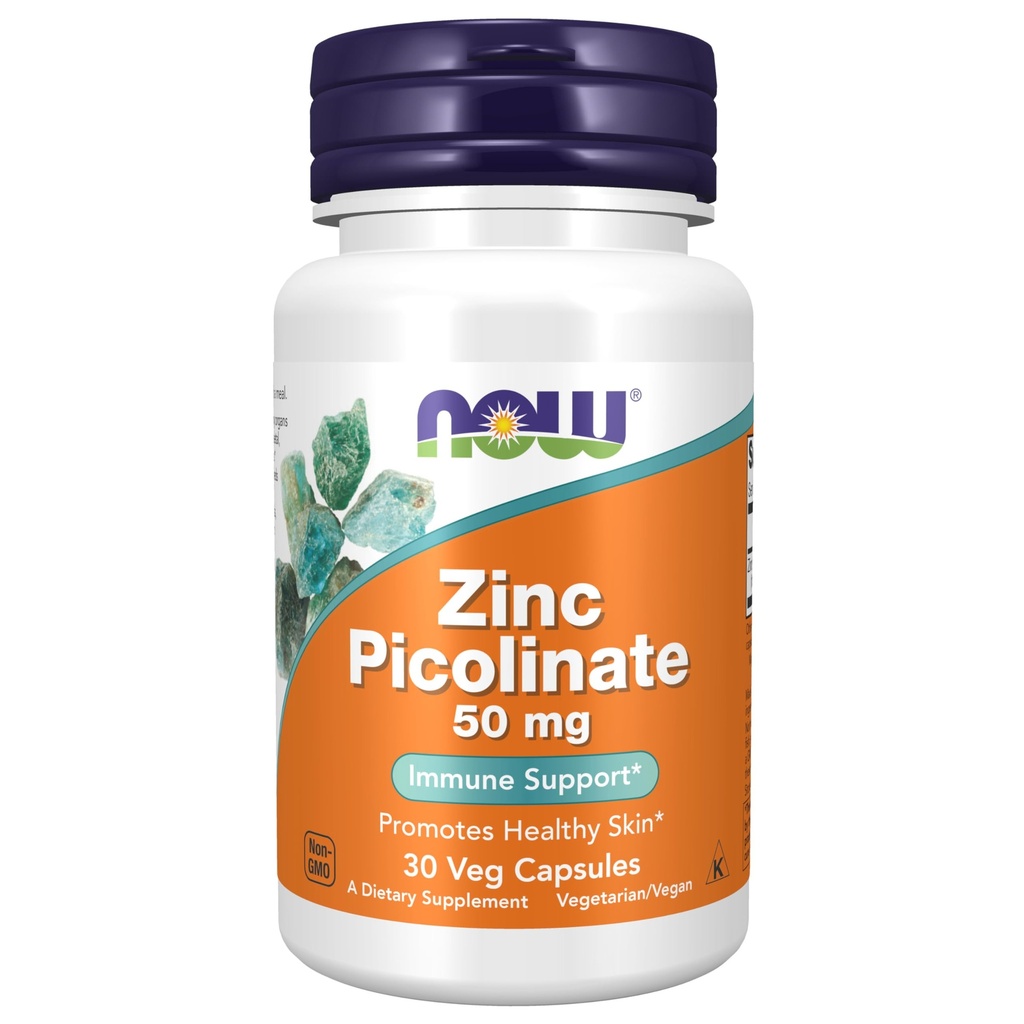 AHORA Suplementos de alimentos, Zinc Picolinate 50 mg, soporta funciones de enzima*, Immune Support*, 30 cápsulas de Veg