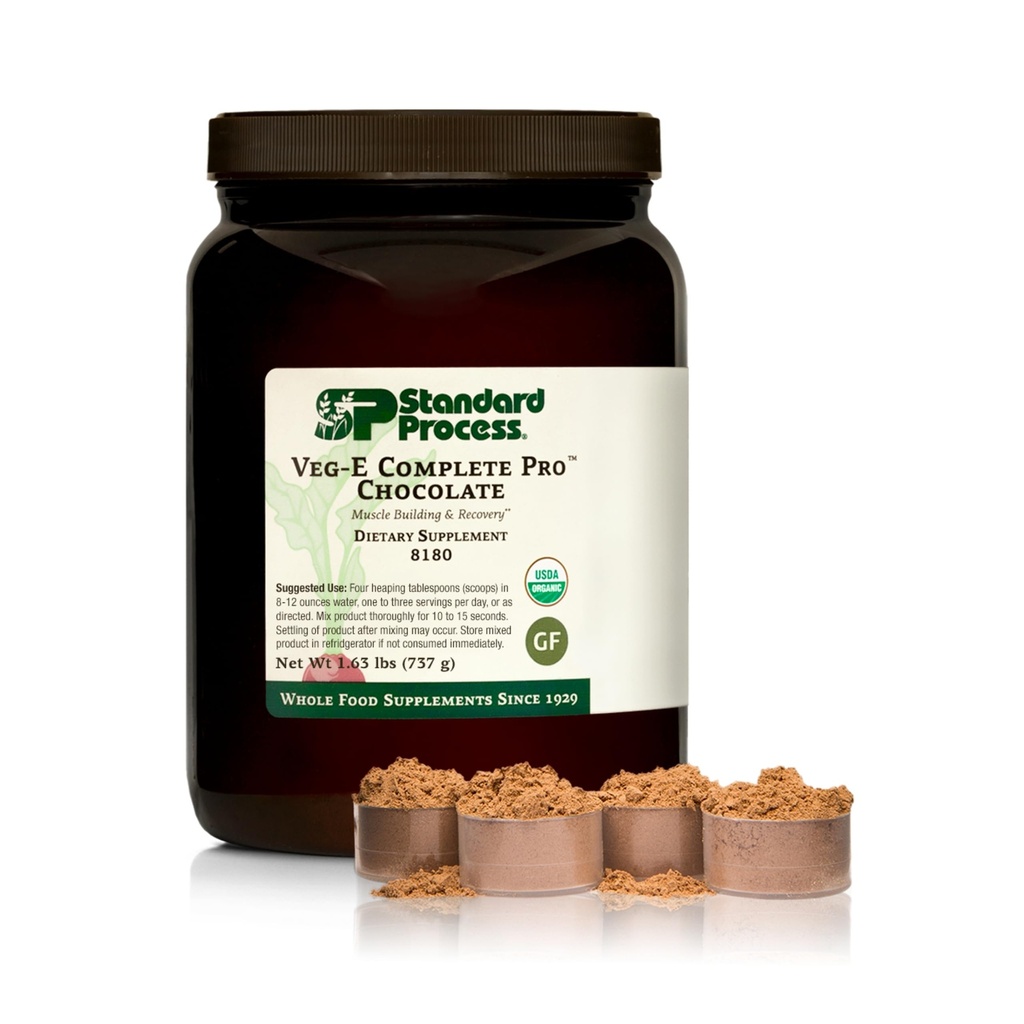 Proceso estándar Veg-E Completo Pro - Polvo de proteína orgánica, de base vegetal para el edificio del músculo " Recuperación - Admite el cabello, la piel " uñas - Vegan " Sin gluten - Chocolate, 18 piezas