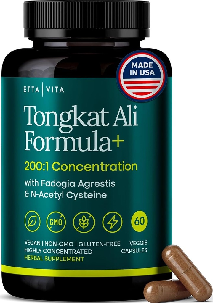 Potent Longjack - Tongkat Ali &amp; Fadogia Agrestis Suplemento para Hombres &amp; Mujer Energía, T Apoyo, Lean Muscle Growth & Recuperación, Hormonal Balance, Pre-Workout with Vegan NAC Liver Detox &amp; Cleanse