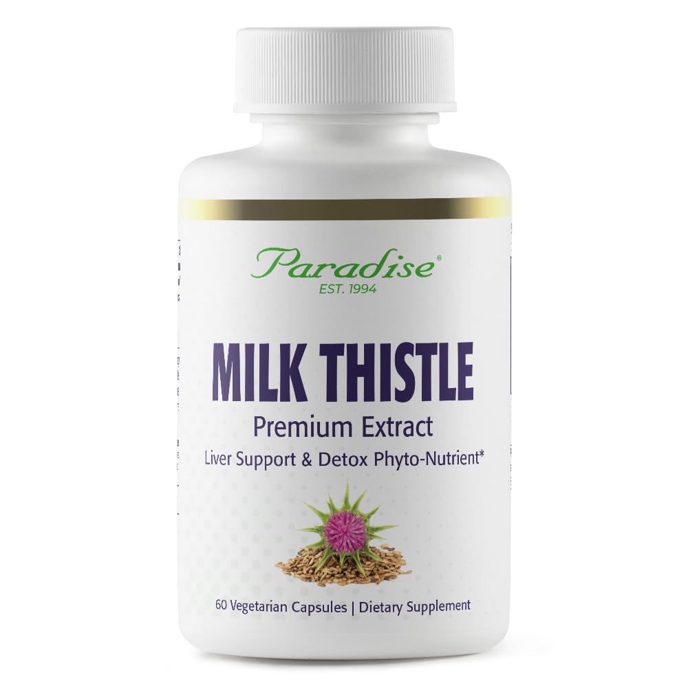 Herbs Paradise Milk Thistle, Active Whole Spectrum Extract, Vegan, Non GMO, Gluten Free, 60 cápsulas vegetarianas