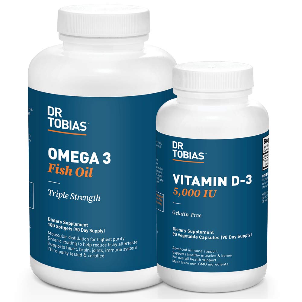 Dr. Tobias Omega 3 Fish Oil y Vitamina D-3 promueve la salud general - 3 Month Supply