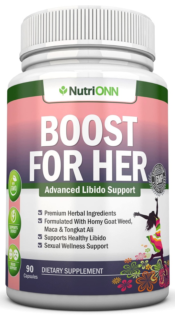 Boost For Her Libido Booster For Women – Activates & Enhances Libido - Mood & Desire Boost - Non-GMO - All Natural Herbal Aphrodisiac - Con Horny Goat Weed, Maca, Tongkat Ali & Tribulus - 90 Capsules