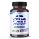 Ácido lipoico alfa con vitamina B1 - Apoya la salud antioxidante y el metabolismo saludable - Incluye vitamina C, Acetyl-L-Carnitina, CoQ10 - Hecho en los EE.UU.- 150 cápsulas