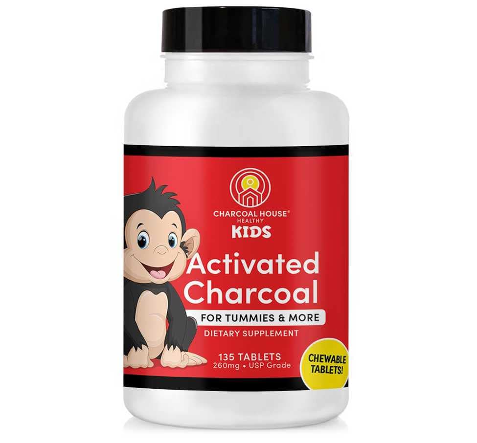 Charcoal House Chewable Activated Charcoal Tablets for Kids ← Natural, Vegan, Non-GMO &amp; Gluten Free Silencio for Teeth, Stomach, Gas &amp; Nausea ← USP Food Grade tención 135 ct.