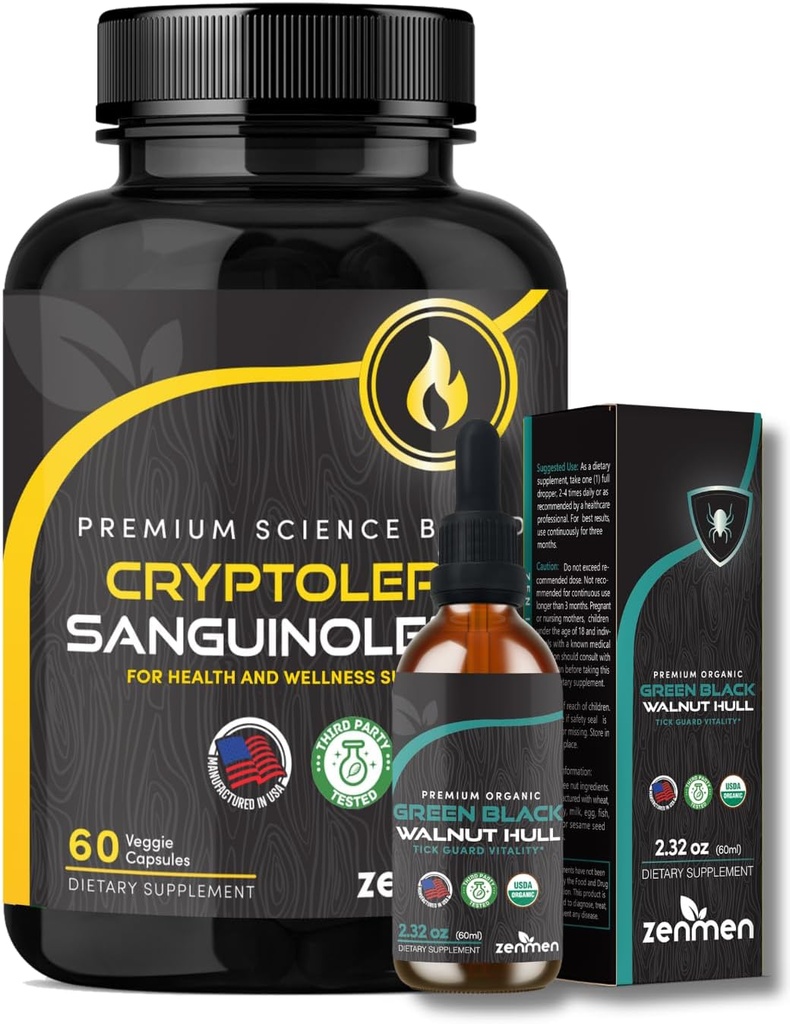 Zenmen Immune Support Bundle: Green Black Walnut Tincture y Cryptolepis Sanguinolenta Capsules