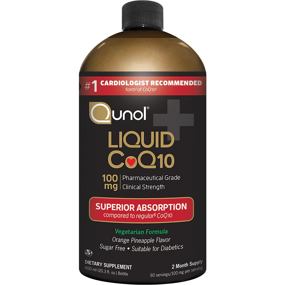 Qunol Liquid CoQ10 100mg, Absorción Superior Suplemento Natural Forma de Coenzima Q10, Antioxidante para la salud del corazón, Piña naranja Sabored, 60 porciones, 20.3 oz Botella