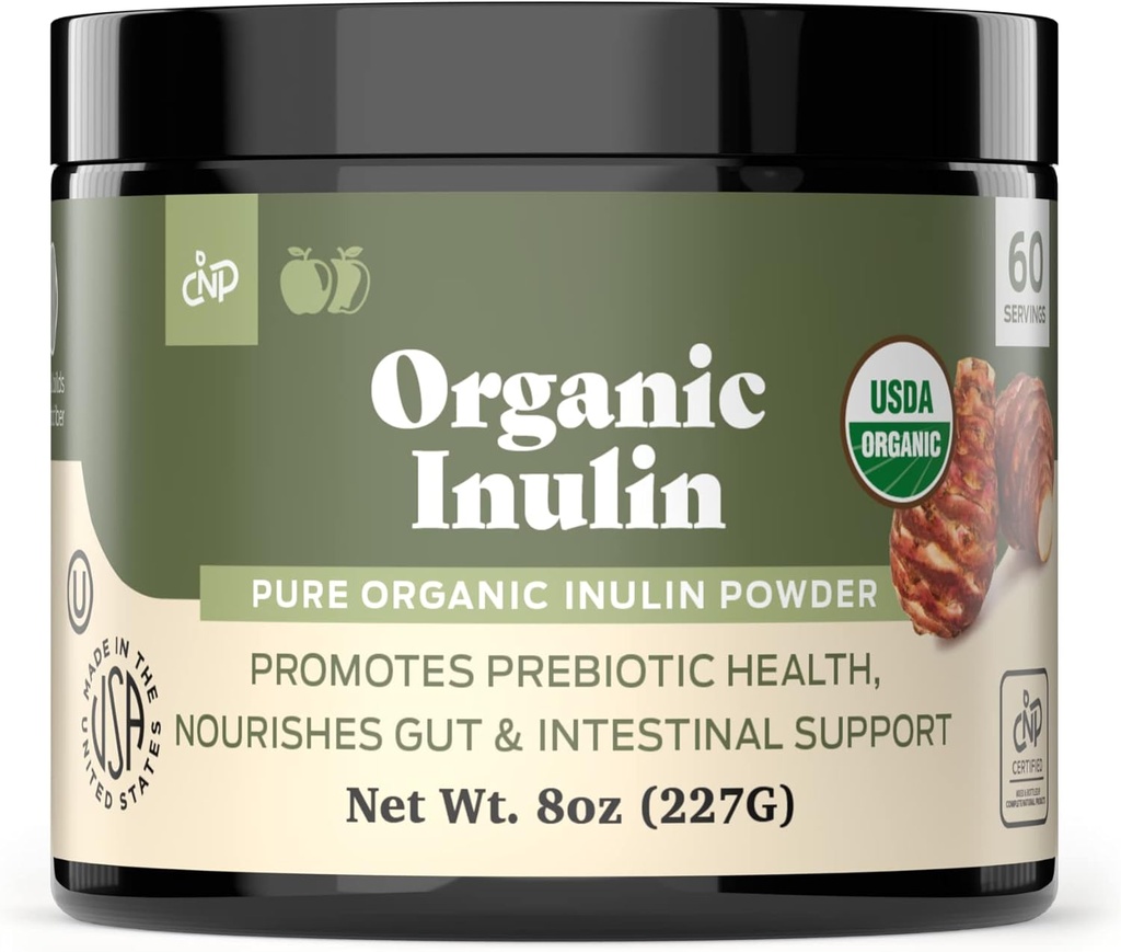 Pure Organic Inulin Powder Fiber Supplement - (Jerusalem Artichoke) Prebiotic Bulk Inulin Fiber Powder 8oz Digestión " Gut Health