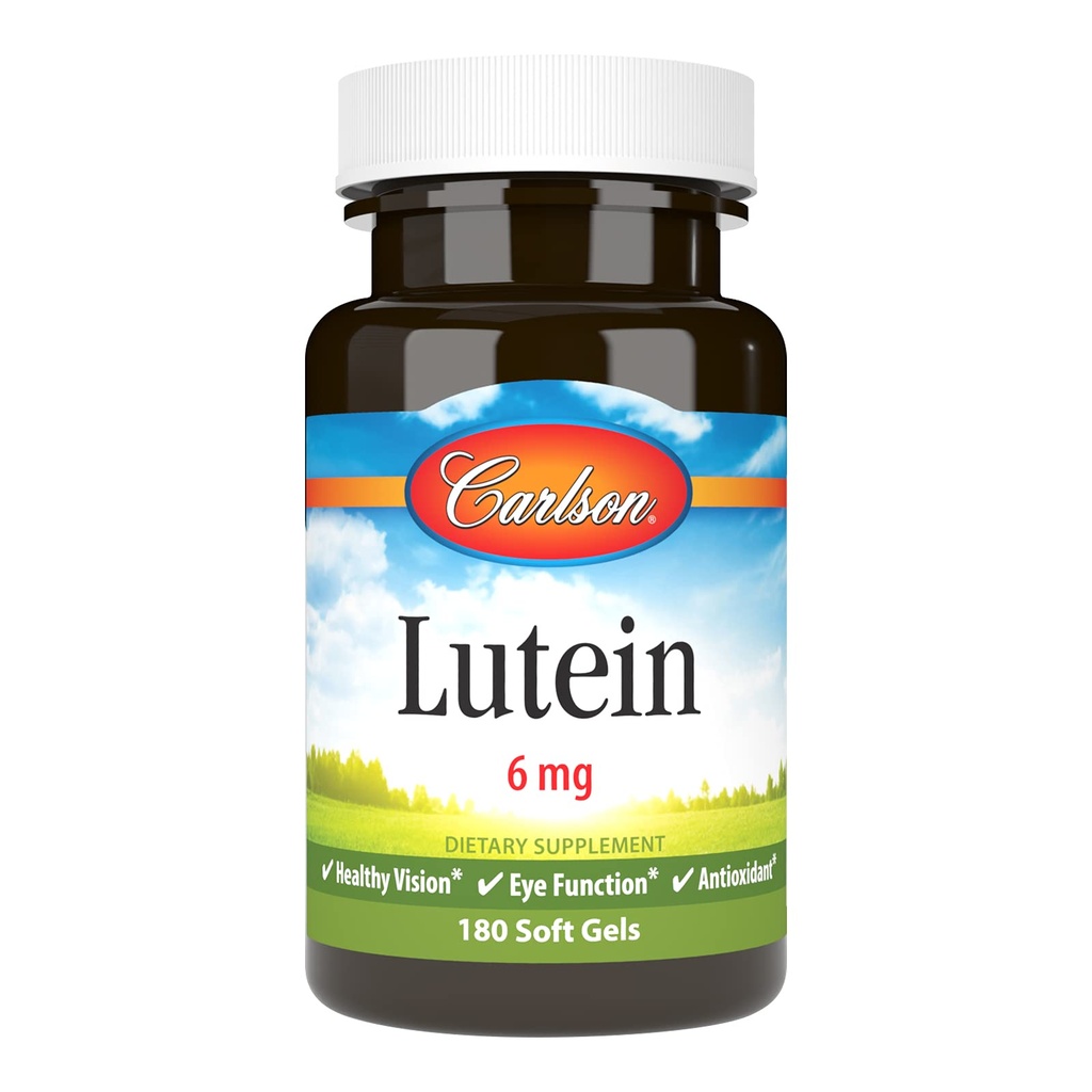 Carlson Lutein 6mg, Vision Support " Eye Health Supplement, Antioxidant Formula with Zeaxanthin, 180 Softgels
