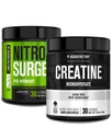 Gato Fábrica NITROSURGE Pre Workout Suplemento (Grape, 30 Servings) & Creatine Monohydrate Powder (Unflavored, 30 Servings)