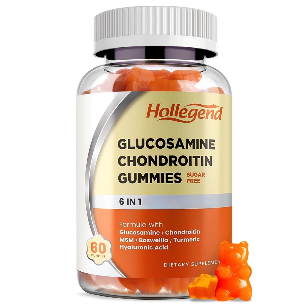 Glucosamine Chondroitin Gummies Sugar Gratis, Gummies Suplementos para Adultos Hombres &amp; Mujeres, 60 Condes