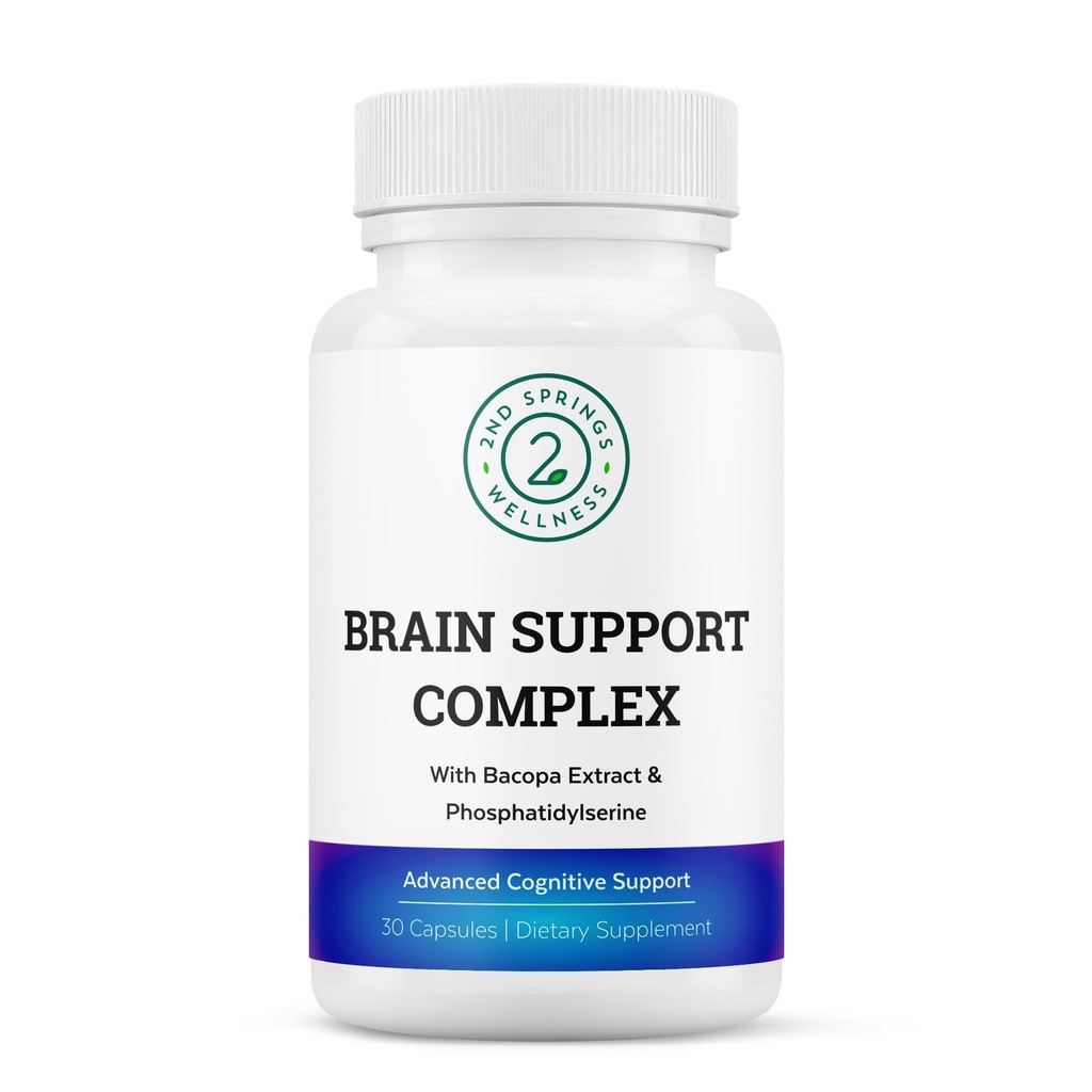 Complejo de Apoyo al Cerebro - Suplemento Cognitivo Avanzado con Ginkgo Biloba, Bacopa Monnieri, Phosphatidylserine, Huperzine-A, St. John's Wort - 30 Ct