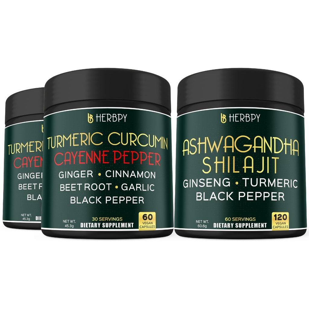 Bundle 7in1 Turmeric Curcumin " 5in1 Ashwagandha Shilajit Suplemento
