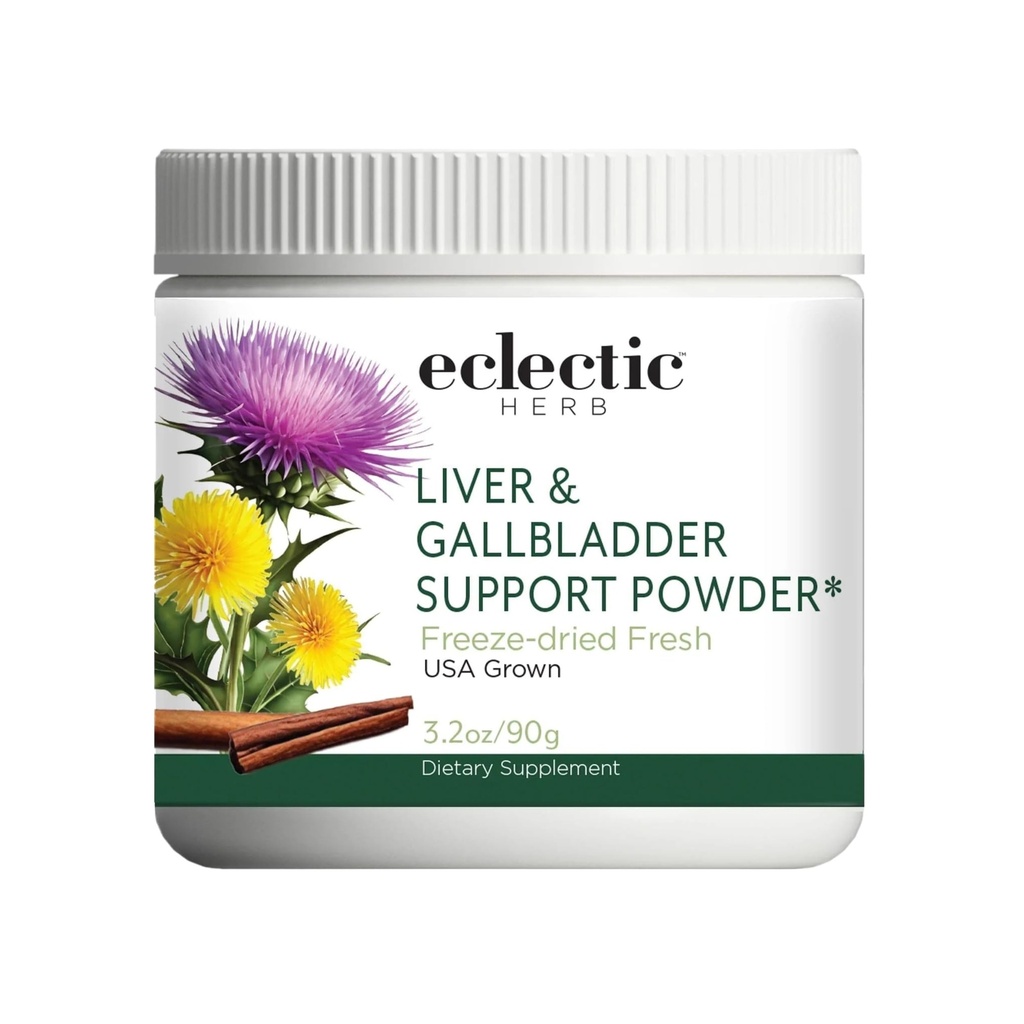 ECLECTIC INSTITUTE Raw Freeze-Dried Non-GMO Organic Liver and Gallbladder Support  Whole Food Powder with Milk Thistle, Beet Juice, Dandelion, Turmeric, Cinnamon tención 90 gramos