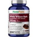 NusaPure White Willow Bark 20:1 Extracto, 200 mg Equivalente a 4000mg, 200 cápsulas vegetarianas, Max Strength, (No-GMO, Vegan)
