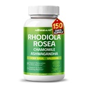 RHODIOLA ROSEA Supplement- 11-in-1 Natural Blend with Chamomile L-Theanine Ashwagandha Holy Basil Valerian Passionflower - 150 Count - Made &amp; Tested in The USA