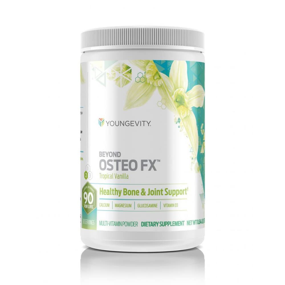 Youngevity Beyond Osteo-FXTM Powder – 1200 mg con Vitamin D3, Tri-Calcium Phosphate, Magnesium y Zinc – Suplemento de Citrato de Calcio para Mujeres y Hombres – No GMO, Libre de gluten – Vanilla tropical