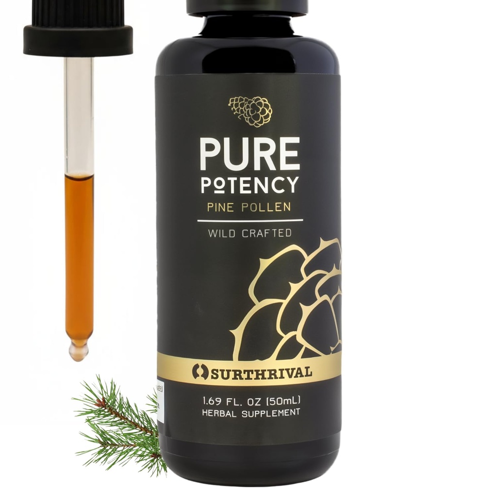 Surthrival: Pine Pollen Pure Potency Extract (1.69 fl oz), Aumento de resistencia, equilibrio hormonal, energía y resistencia