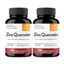 Sandhu's Zinc Quercetin 120 Vegetarian Capsules (Pack of 2) TEN High Absorption Zink Suplementos para la Inmunidad y la Alergia Estacional TEN Antioxidante Apoyo Inmunitario para Hombres y Mujeres TENIENDO Fácil de Tragar