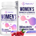 Probióticos vaginales para mujeres - 300 millones de millones CFUs 12 Strains Probióticos con Prebiótico, Extracto de Arándano Ecológico Probiótico para Mujeres Vaginales, Orinarias, Digestivas, Gut, Salud Inmunitaria, 60 cápsulas