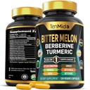 Bitter Melon Capsules - 10in1 Fórmula - Combina con Berberine, Ceylon Cinnamon, Turmeric, Moringa, Neem, Ginger, Gotu Kola, Artichoke y Black Pepper - 120 cápsulas para 4 meses de suministro