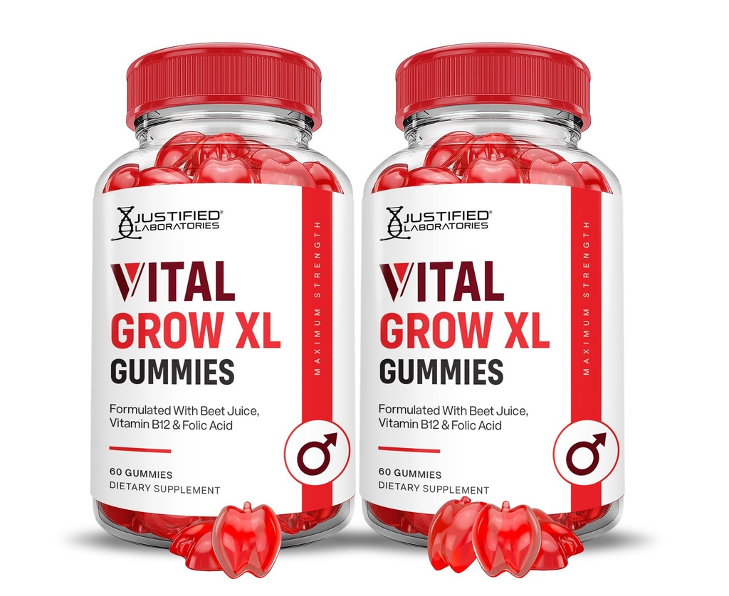 Laboratorios justificados (2 Pack Vital Grow XL Performance Gummies 1000MG Advanced Formulado con ACV Pomegranate Beet Juice Powder B12 Vegan Non GMO 120 Gummys