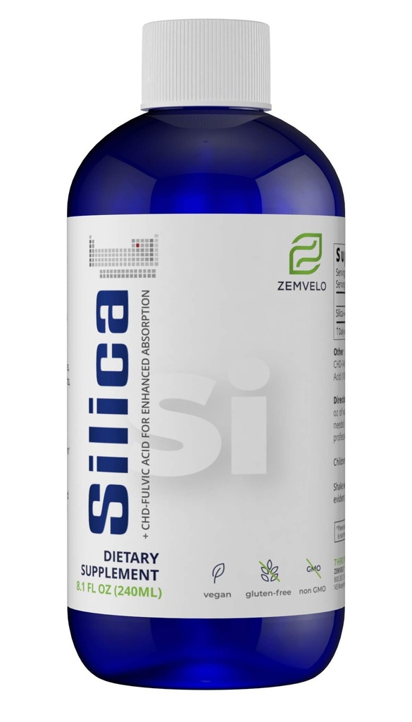 Silica líquida iónica - Pelo, Esquín &amp; uñas Nutrición Silencioso Soporte Silencioso Soporte conjunto para la salud Tendons " Cartilage  durable 8 oz, 48 Day Supply