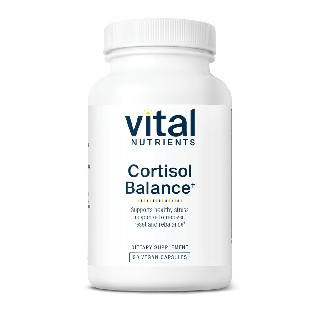 Vital Nutrients Cortisol Balance ← Vegan Stress Relief Supplement TEN Cortisol Manager Supports Energy &amp; Stress Levels TEN Ashwagandha &amp; Magnesium for Relaxation TEN Gluten, Dairy, Soy Free TEN 90 Capsules