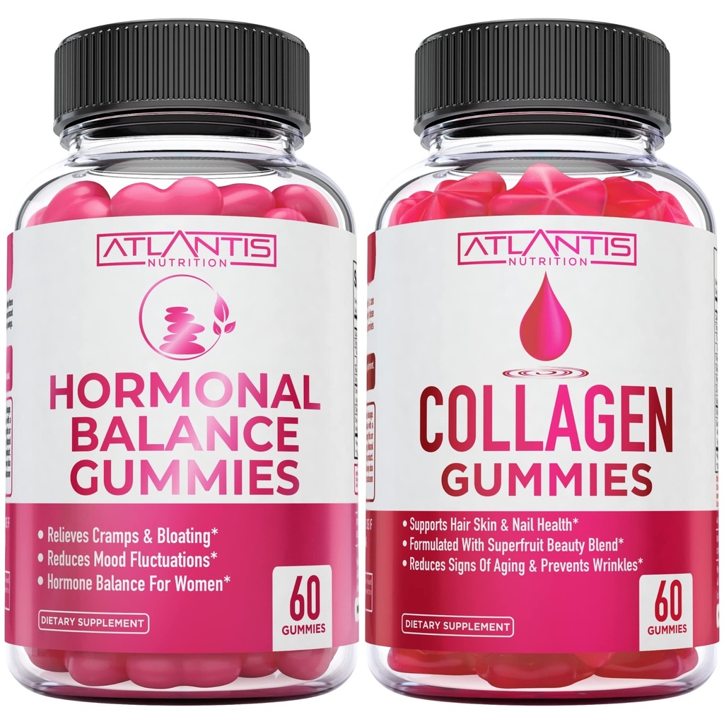 Atlantis Nutrición Saldo hormonal PMS Alivio 60 Gummies + Collagen 60 Gummies