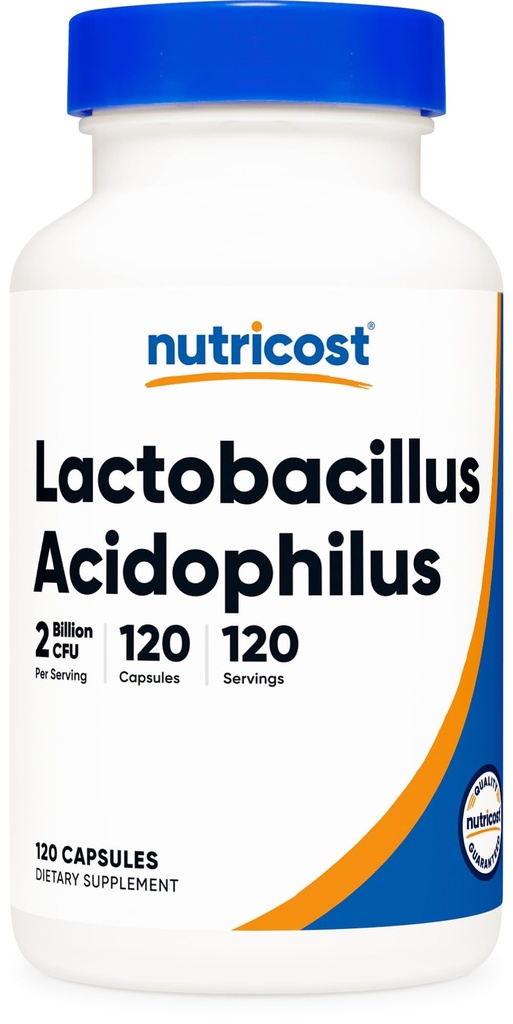 Nutricost Lactobacillus Acidophilus 2 Billion CFU Por Serving (120 Capsules)